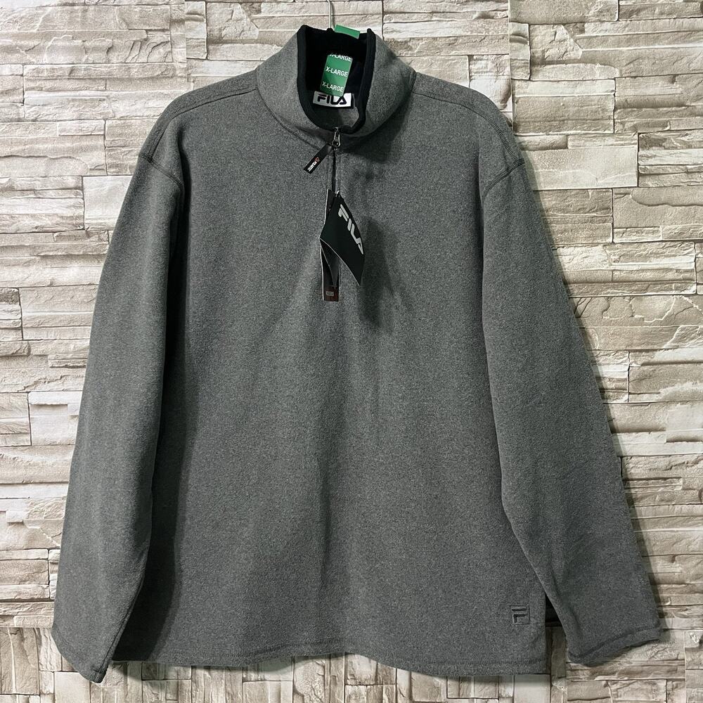 Fila Gray 1/4 Zip Fleece Pullover Sweater Jacket Polartec Men Size XLarge New *